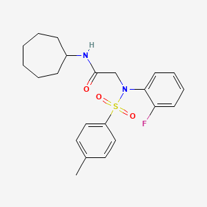 molecular formula C22H27FN2O3S B3533105 N~1~-cycloheptyl-N~2~-(2-fluorophenyl)-N~2~-[(4-methylphenyl)sulfonyl]glycinamide 