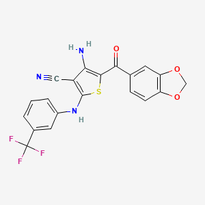 molecular formula C20H12F3N3O3S B3533182 4-amino-5-(1,3-benzodioxol-5-ylcarbonyl)-2-{[3-(trifluoromethyl)phenyl]amino}-3-thiophenecarbonitrile 