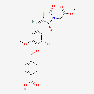 molecular formula C22H18ClNO8S B3533256 4-[(2-chloro-6-methoxy-4-{[3-(2-methoxy-2-oxoethyl)-2,4-dioxo-1,3-thiazolidin-5-ylidene]methyl}phenoxy)methyl]benzoic acid 