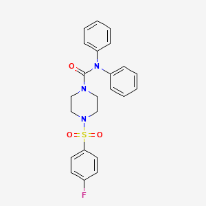 molecular formula C23H22FN3O3S B3533276 4-[(4-fluorophenyl)sulfonyl]-N,N-diphenyl-1-piperazinecarboxamide 