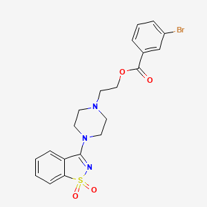 molecular formula C20H20BrN3O4S B3533280 2-[4-(1,1-dioxido-1,2-benzisothiazol-3-yl)-1-piperazinyl]ethyl 3-bromobenzoate 