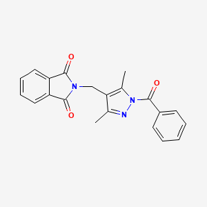molecular formula C21H17N3O3 B3533312 2-[(1-benzoyl-3,5-dimethyl-1H-pyrazol-4-yl)methyl]-1H-isoindole-1,3(2H)-dione 