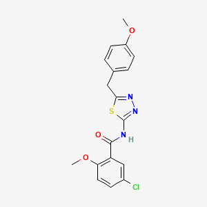 molecular formula C18H16ClN3O3S B3533313 5-chloro-2-methoxy-N-[5-(4-methoxybenzyl)-1,3,4-thiadiazol-2-yl]benzamide 