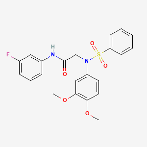 molecular formula C22H21FN2O5S B3533317 N~2~-(3,4-dimethoxyphenyl)-N~1~-(3-fluorophenyl)-N~2~-(phenylsulfonyl)glycinamide 