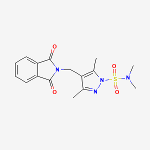 molecular formula C16H18N4O4S B3533326 4-[(1,3-dioxo-1,3-dihydro-2H-isoindol-2-yl)methyl]-N,N,3,5-tetramethyl-1H-pyrazole-1-sulfonamide 