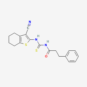 molecular formula C19H19N3OS2 B3533361 N-{[(3-cyano-4,5,6,7-tetrahydro-1-benzothien-2-yl)amino]carbonothioyl}-3-phenylpropanamide 