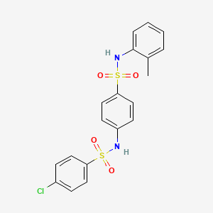 molecular formula C19H17ClN2O4S2 B3533367 4-chloro-N-(4-{[(2-methylphenyl)amino]sulfonyl}phenyl)benzenesulfonamide 
