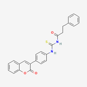molecular formula C25H20N2O3S B3533392 N-({[4-(2-oxo-2H-chromen-3-yl)phenyl]amino}carbonothioyl)-3-phenylpropanamide 