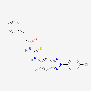 molecular formula C23H20ClN5OS B3533400 N-({[2-(4-chlorophenyl)-6-methyl-2H-1,2,3-benzotriazol-5-yl]amino}carbonothioyl)-3-phenylpropanamide 
