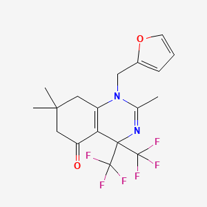 molecular formula C18H18F6N2O2 B3533437 1-(2-furylmethyl)-2,7,7-trimethyl-4,4-bis(trifluoromethyl)-4,6,7,8-tetrahydro-5(1H)-quinazolinone 