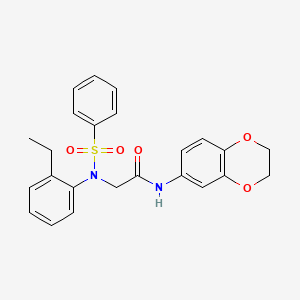 molecular formula C24H24N2O5S B3533444 N~1~-(2,3-dihydro-1,4-benzodioxin-6-yl)-N~2~-(2-ethylphenyl)-N~2~-(phenylsulfonyl)glycinamide 