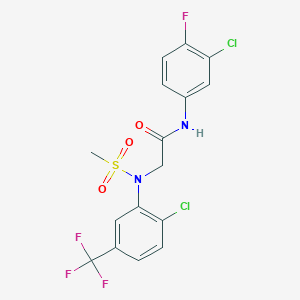 molecular formula C16H12Cl2F4N2O3S B3533449 N~1~-(3-chloro-4-fluorophenyl)-N~2~-[2-chloro-5-(trifluoromethyl)phenyl]-N~2~-(methylsulfonyl)glycinamide 