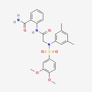 molecular formula C25H27N3O6S B3533480 2-{[N-[(3,4-dimethoxyphenyl)sulfonyl]-N-(3,5-dimethylphenyl)glycyl]amino}benzamide 
