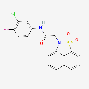 molecular formula C18H12ClFN2O3S B3533495 N-(3-chloro-4-fluorophenyl)-2-(1,1-dioxido-2H-naphtho[1,8-cd]isothiazol-2-yl)acetamide 
