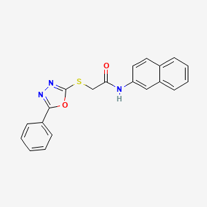 molecular formula C20H15N3O2S B3533537 N-2-naphthyl-2-[(5-phenyl-1,3,4-oxadiazol-2-yl)thio]acetamide 