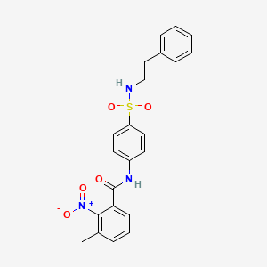 molecular formula C22H21N3O5S B3533549 3-methyl-2-nitro-N-(4-{[(2-phenylethyl)amino]sulfonyl}phenyl)benzamide 