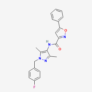 molecular formula C22H19FN4O2 B3533562 N-[1-(4-fluorobenzyl)-3,5-dimethyl-1H-pyrazol-4-yl]-5-phenyl-3-isoxazolecarboxamide 