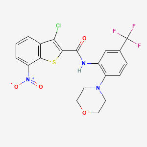 molecular formula C20H15ClF3N3O4S B3533587 3-chloro-N-[2-(4-morpholinyl)-5-(trifluoromethyl)phenyl]-7-nitro-1-benzothiophene-2-carboxamide 