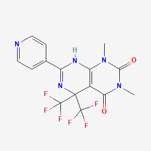 molecular formula C15H11F6N5O2 B3533590 1,3-dimethyl-7-(4-pyridinyl)-5,5-bis(trifluoromethyl)-5,8-dihydropyrimido[4,5-d]pyrimidine-2,4(1H,3H)-dione 