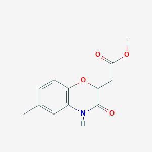 molecular formula C12H13NO4 B035336 Methyl (6-methyl-3-oxo-3,4-dihydro-2H-1,4-benzoxazin-2-yl)acetate CAS No. 104662-85-3