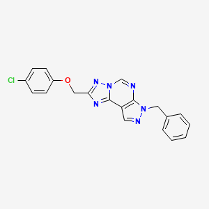 molecular formula C20H15ClN6O B3533620 7-benzyl-2-[(4-chlorophenoxy)methyl]-7H-pyrazolo[4,3-e][1,2,4]triazolo[1,5-c]pyrimidine 