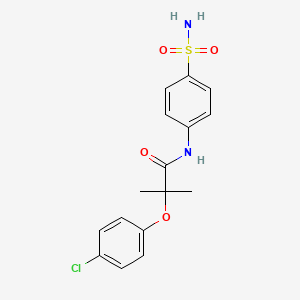 molecular formula C16H17ClN2O4S B3533703 N-[4-(aminosulfonyl)phenyl]-2-(4-chlorophenoxy)-2-methylpropanamide 
