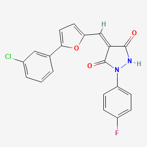 molecular formula C20H12ClFN2O3 B3533725 4-{[5-(3-chlorophenyl)-2-furyl]methylene}-1-(4-fluorophenyl)-3,5-pyrazolidinedione 