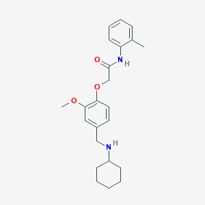molecular formula C23H30N2O3 B3533731 2-{4-[(cyclohexylamino)methyl]-2-methoxyphenoxy}-N-(2-methylphenyl)acetamide 