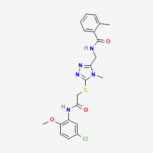 molecular formula C21H22ClN5O3S B3533752 N-{[5-({2-[(5-chloro-2-methoxyphenyl)amino]-2-oxoethyl}thio)-4-methyl-4H-1,2,4-triazol-3-yl]methyl}-2-methylbenzamide 