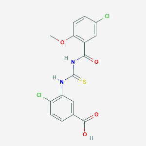 molecular formula C16H12Cl2N2O4S B3533756 4-chloro-3-({[(5-chloro-2-methoxybenzoyl)amino]carbonothioyl}amino)benzoic acid CAS No. 532948-28-0