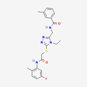 molecular formula C22H24FN5O2S B3533770 N-{[4-ethyl-5-({2-[(5-fluoro-2-methylphenyl)amino]-2-oxoethyl}thio)-4H-1,2,4-triazol-3-yl]methyl}-3-methylbenzamide 