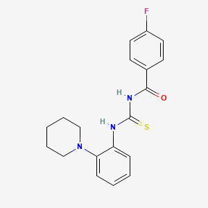 4-fluoro-N-({[2-(1-piperidinyl)phenyl]amino}carbonothioyl)benzamide