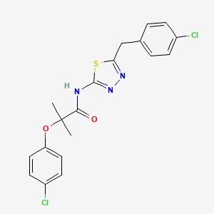 molecular formula C19H17Cl2N3O2S B3533794 N-[5-(4-chlorobenzyl)-1,3,4-thiadiazol-2-yl]-2-(4-chlorophenoxy)-2-methylpropanamide 