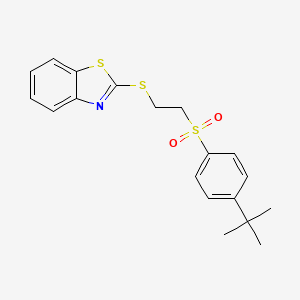 molecular formula C19H21NO2S3 B3533838 2-({2-[(4-tert-butylphenyl)sulfonyl]ethyl}thio)-1,3-benzothiazole 