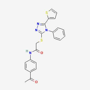molecular formula C22H18N4O2S2 B3533896 N-(4-acetylphenyl)-2-{[4-phenyl-5-(2-thienyl)-4H-1,2,4-triazol-3-yl]thio}acetamide 