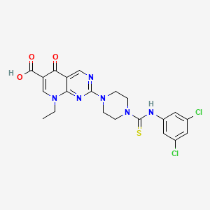 molecular formula C21H20Cl2N6O3S B3533908 2-(4-{[(3,5-dichlorophenyl)amino]carbonothioyl}-1-piperazinyl)-8-ethyl-5-oxo-5,8-dihydropyrido[2,3-d]pyrimidine-6-carboxylic acid 