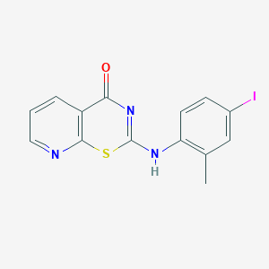 molecular formula C14H10IN3OS B3533935 2-[(4-iodo-2-methylphenyl)amino]-4H-pyrido[3,2-e][1,3]thiazin-4-one 