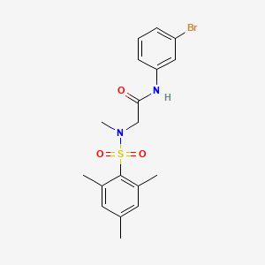 molecular formula C18H21BrN2O3S B3533984 N~1~-(3-bromophenyl)-N~2~-(mesitylsulfonyl)-N~2~-methylglycinamide 