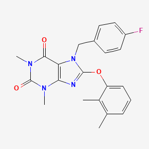 molecular formula C22H21FN4O3 B3534026 8-(2,3-dimethylphenoxy)-7-(4-fluorobenzyl)-1,3-dimethyl-3,7-dihydro-1H-purine-2,6-dione 