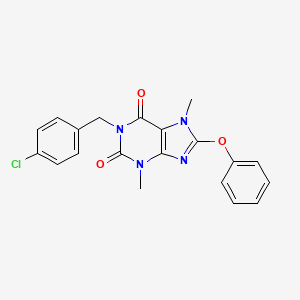 molecular formula C20H17ClN4O3 B3534030 1-(4-chlorobenzyl)-3,7-dimethyl-8-phenoxy-3,7-dihydro-1H-purine-2,6-dione 
