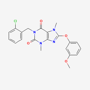 molecular formula C21H19ClN4O4 B3534036 1-(2-chlorobenzyl)-8-(3-methoxyphenoxy)-3,7-dimethyl-3,7-dihydro-1H-purine-2,6-dione 