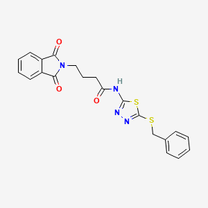 molecular formula C21H18N4O3S2 B3534053 N-[5-(benzylthio)-1,3,4-thiadiazol-2-yl]-4-(1,3-dioxo-1,3-dihydro-2H-isoindol-2-yl)butanamide 