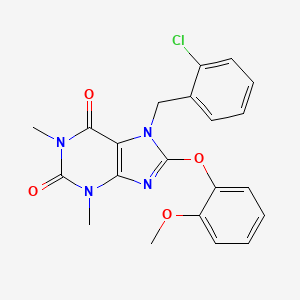 molecular formula C21H19ClN4O4 B3534057 7-(2-chlorobenzyl)-8-(2-methoxyphenoxy)-1,3-dimethyl-3,7-dihydro-1H-purine-2,6-dione 