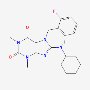 molecular formula C20H24FN5O2 B3534077 8-(cyclohexylamino)-7-(2-fluorobenzyl)-1,3-dimethyl-3,7-dihydro-1H-purine-2,6-dione 