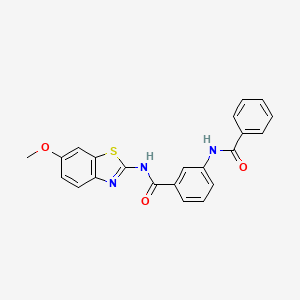 molecular formula C22H17N3O3S B3534112 3-(benzoylamino)-N-(6-methoxy-1,3-benzothiazol-2-yl)benzamide CAS No. 600125-97-1