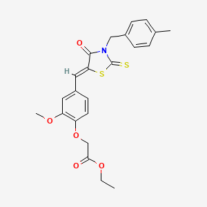 molecular formula C23H23NO5S2 B3534124 ethyl (2-methoxy-4-{[3-(4-methylbenzyl)-4-oxo-2-thioxo-1,3-thiazolidin-5-ylidene]methyl}phenoxy)acetate 