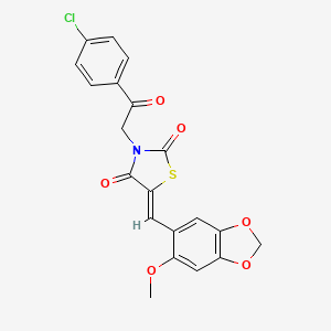 3-[2-(4-chlorophenyl)-2-oxoethyl]-5-[(6-methoxy-1,3-benzodioxol-5-yl)methylene]-1,3-thiazolidine-2,4-dione