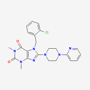 molecular formula C23H24ClN7O2 B3534150 7-(2-chlorobenzyl)-1,3-dimethyl-8-[4-(2-pyridinyl)-1-piperazinyl]-3,7-dihydro-1H-purine-2,6-dione 