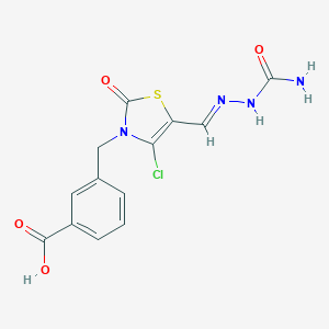 B353417 (E)-3-((5-((2-carbamoylhydrazono)methyl)-4-chloro-2-oxothiazol-3(2H)-yl)methyl)benzoic acid CAS No. 497082-19-6
