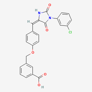 molecular formula C24H17ClN2O5 B3534183 3-[(4-{[1-(3-chlorophenyl)-2,5-dioxo-4-imidazolidinylidene]methyl}phenoxy)methyl]benzoic acid 